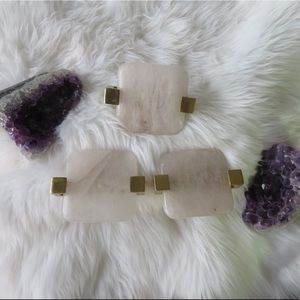 NWT Anthropologie rose quartz & gold brass knob